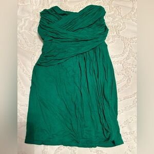 Express Emerald Green Ruched Strapless Dress size Large